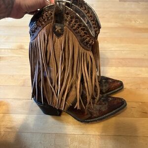Fringe Western Boots - Brown